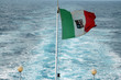 The flag of Italy fluttering on a ship