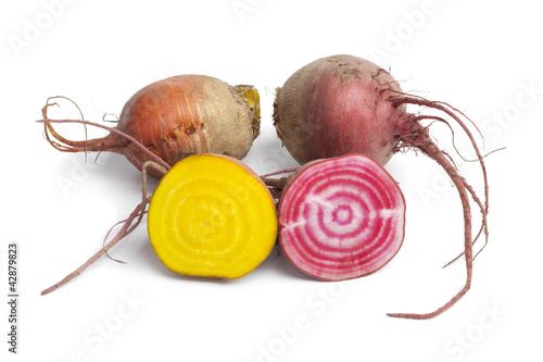 Photo: Fresh raw Chioggia beets and yellow beets Fresh raw Chioggia beets and yellow beets