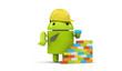 Green robot android character builder concept for app