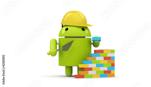 Illustration: Green robot android character builder concept for app Green robot android character builder concept for app