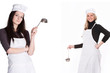 cooks under the white background
