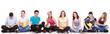 group of students sitting on the floor isolated