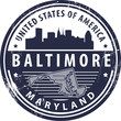 Grunge rubber stamp with name of Maryland, Baltimore, vector