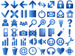 Illustration: Set of pictograms of blue color Set of pictograms of blue color