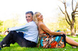 Foto: Senior couple during spring on a meadow in the city Senior couple during spring on a meadow in the city