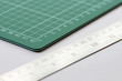 stationary - green cutting mat & steel ruler