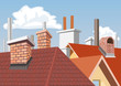 Vector: Chimneys on the roofs of houses Chimneys on the roofs of houses