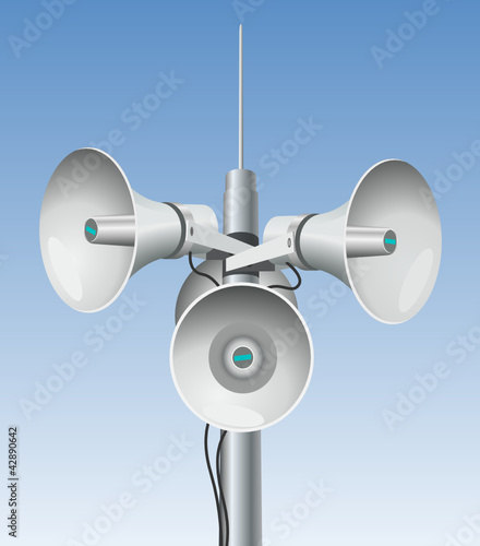 Vektor: Speakers - megaphones on a pole Speakers - megaphones on a pole