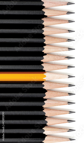 Photo: Yellow Pencil Standing Out Yellow Pencil Standing Out