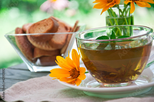 Photo: Mint tea with fresh mint leaves Mint tea with fresh mint leaves