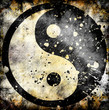 Yin yang symbol on grunge