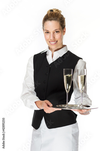 Photo: Kellnerin mit Chamapgner Kellnerin mit Chamapgner