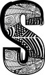 Letter S with abstract drawing. Vector illustration
