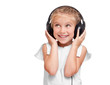 little girl with headphones