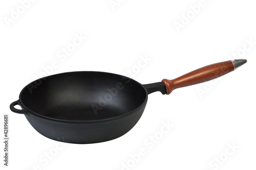 Photo: Frying pan on a white background. Frying pan on a white background.