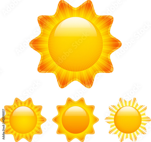 Vector: Set of shining suns with rays Set of shining suns with rays