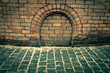 old grunge interior with brick wall
