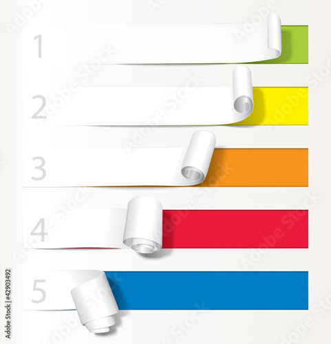 Vector: Set of paper curl from less to more. Set of paper curl from less to more.