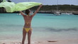 Video: Sexy woman in bikini and sarong on the beach, slow motion Sexy woman in bikini and sarong on the beach, slow motion