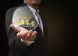 Foto: hand shows 3d family pixel icon as concept hand shows 3d family pixel icon as concept