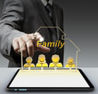 Foto: 3d family pixel icon and tablet computer as concept 3d family pixel icon and tablet computer as concept