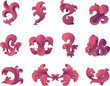 The set of the baroque style  floral graphic design elements.