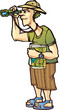 A traveler with the binoculars and the topographic map