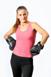 Photo: a woman plays boxing a woman plays boxing