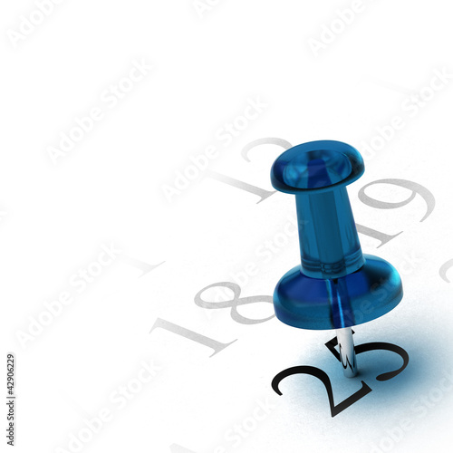 Illustration: blue thumbtack on the number 25, design element blue thumbtack on the number 25, design element