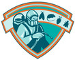 Vektor: Pest Control Exterminator Worker Shield Pest Control Exterminator Worker Shield
