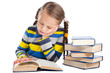 Foto: schoolgirl attentively reading the book on isolated white schoolgirl attentively reading the book on isolated white