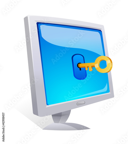 Vector: vector icon computer and key vector icon computer and key