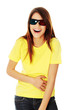Woman in 3d cinema glasses