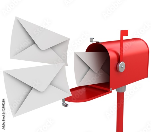 Illustration: Red mailbox with letters Red mailbox with letters