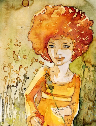 Illustration: dziewczyna z trawą dziewczyna z trawą