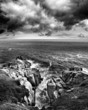 bw stormy ocean
