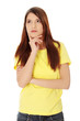 Beautiful girl is standing and wondering.