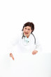 Smiling doctor with white board
