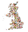 map of great britain with a lot of people portraits