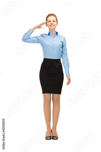 Photo: stewardess making salute gesture stewardess making salute gesture