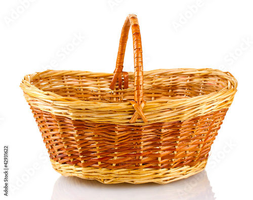 Photo: empty basket isolated on white empty basket isolated on white