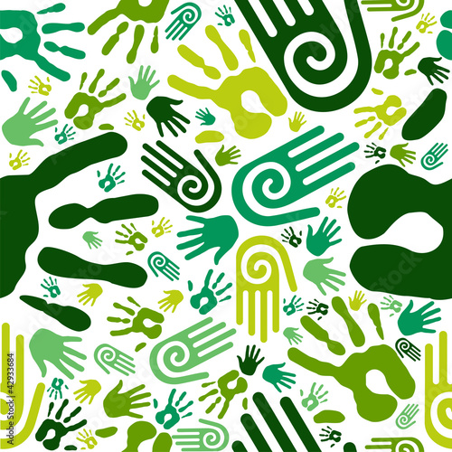 Vector: Go green hands seamless pattern Go green hands seamless pattern