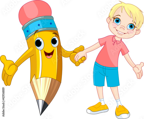 Vektor: Boy and pencil Boy and pencil