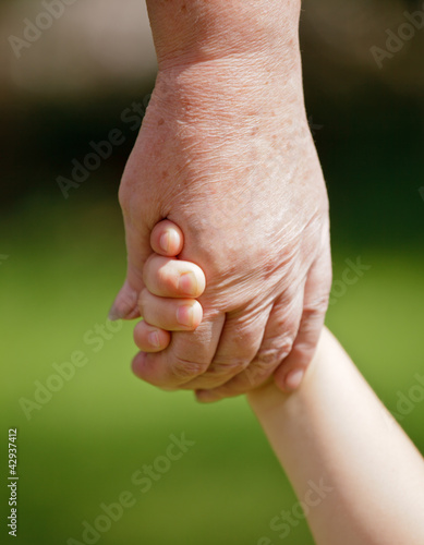 Photo: Grandma holding grandchilds hand Grandma holding grandchilds hand
