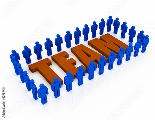 Illustration: Team Concept, blue and red color Team Concept, blue and red color