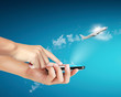 Touch screen mobile phone, in hand