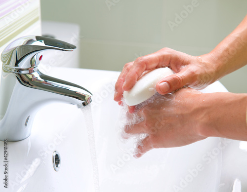 Photo: Washing Hands. Cleaning Hands. Hygiene Washing Hands. Cleaning Hands. Hygiene