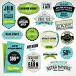 Set of badges and stickers