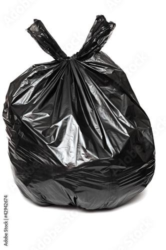 Photo: close up of a garbage bag on white background close up of a garbage bag on white background