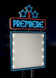 Neon Premiere sign. Empty space with clipping path